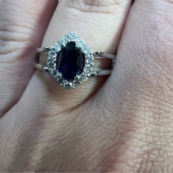 14k White Gold Diamond Sapphire Ruby Ring - Picture 4 of 12